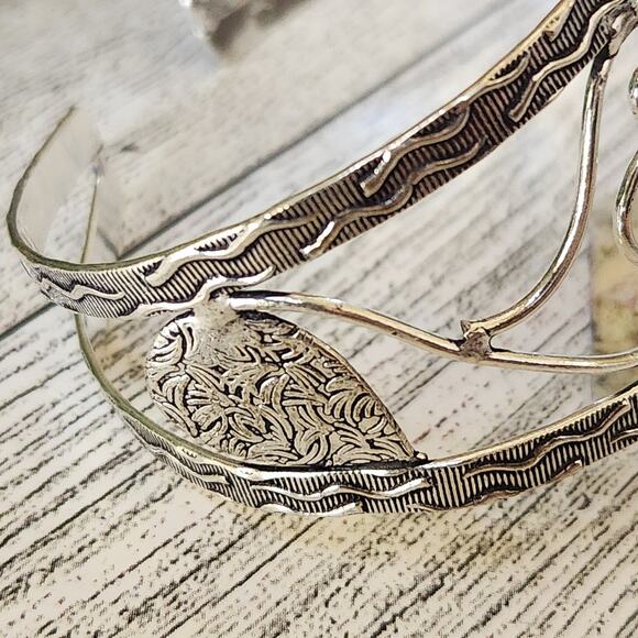 Harmony's Embrace Sterling Silver Healer's Gold Cuff Bracelet - Picture 7 of 10